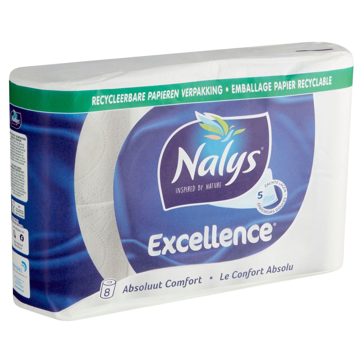 Nalys Excellence 5 Épaisseurs Douces papier toilette 8 Rouleaux
