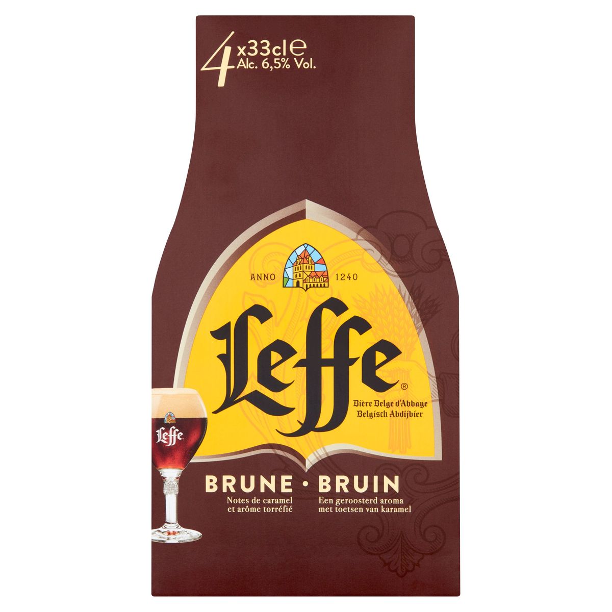 Leffe Bière Belge d'Abbaye Brune Bouteilles 4 x 33 cl