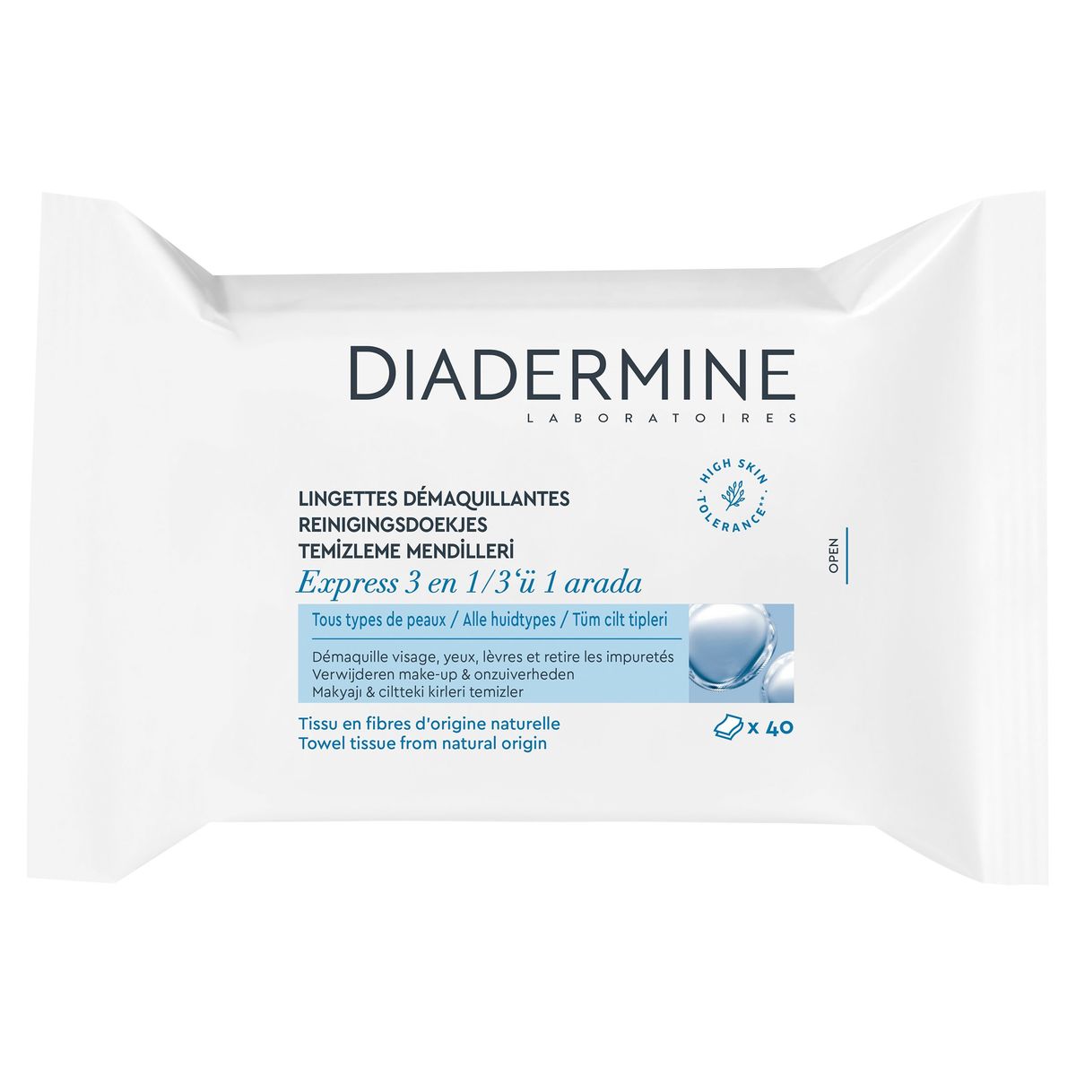 Diadermine Express 3-in-1 Cleansing lingettes Maxipack 40 pcs