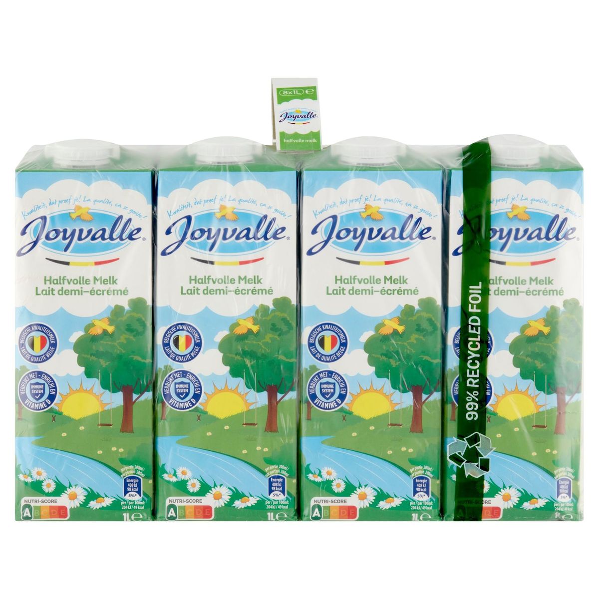 Joyvalle Lait Demi-Écrémé 8 x 1 L