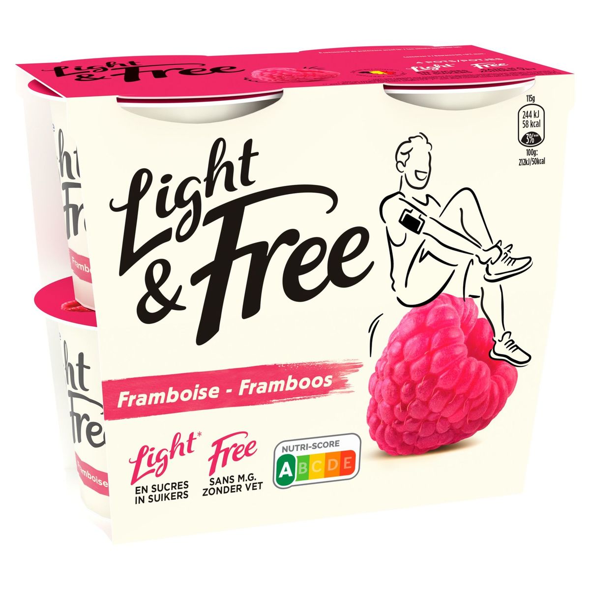 Light & Free Melkspecialiteit Framboos 4 x 115 g
