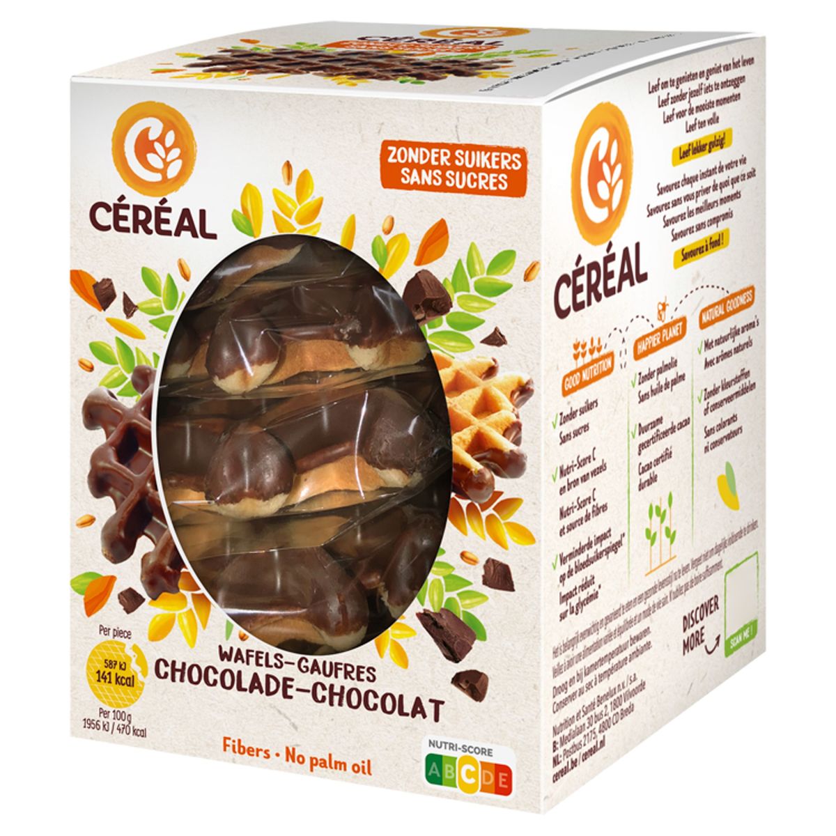 Céréal Zonder Suikers Wafels Chocolade 5 Stuks 150 g
