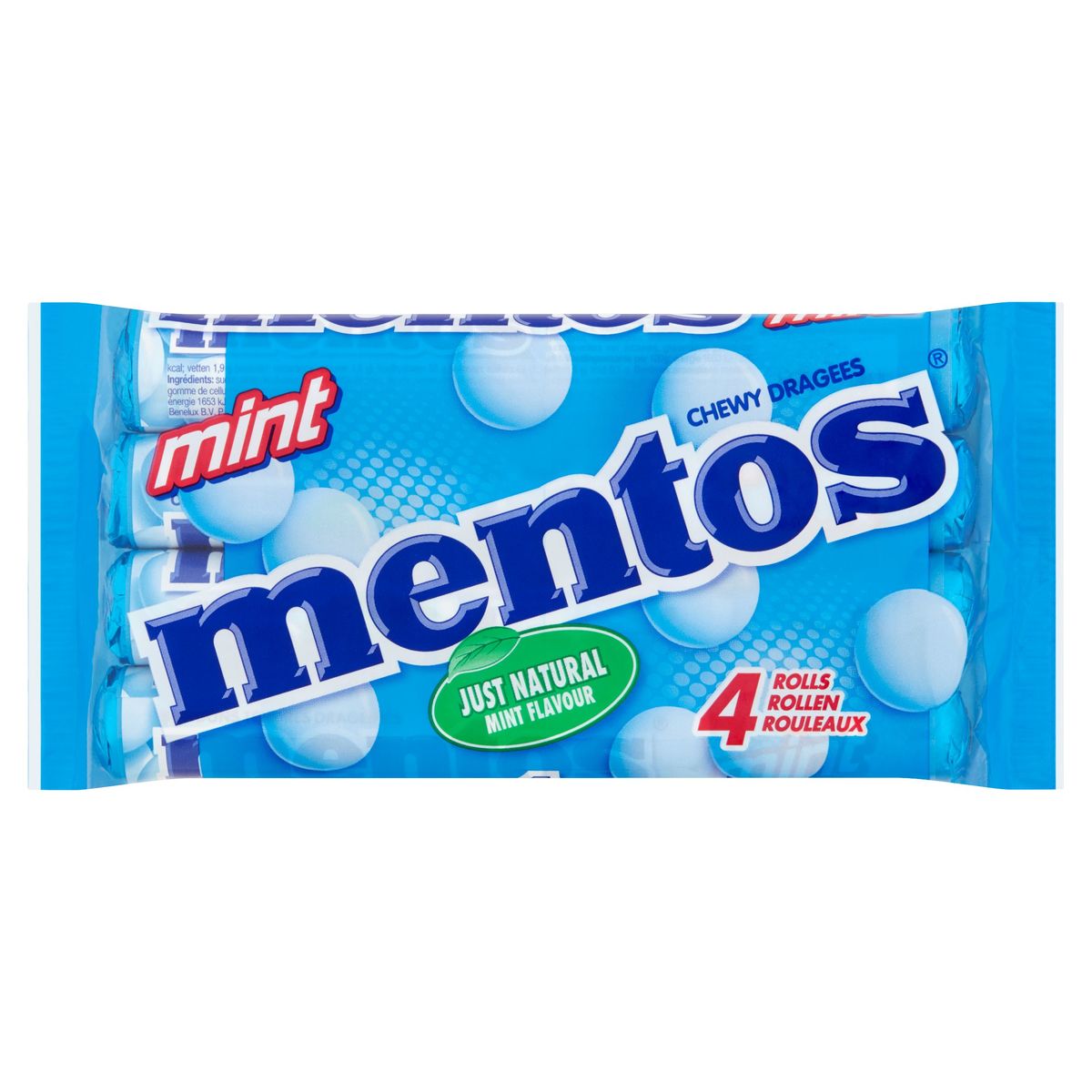 Mentos Chewy Dragees Mint Rouleaux 4 x 37.5 g