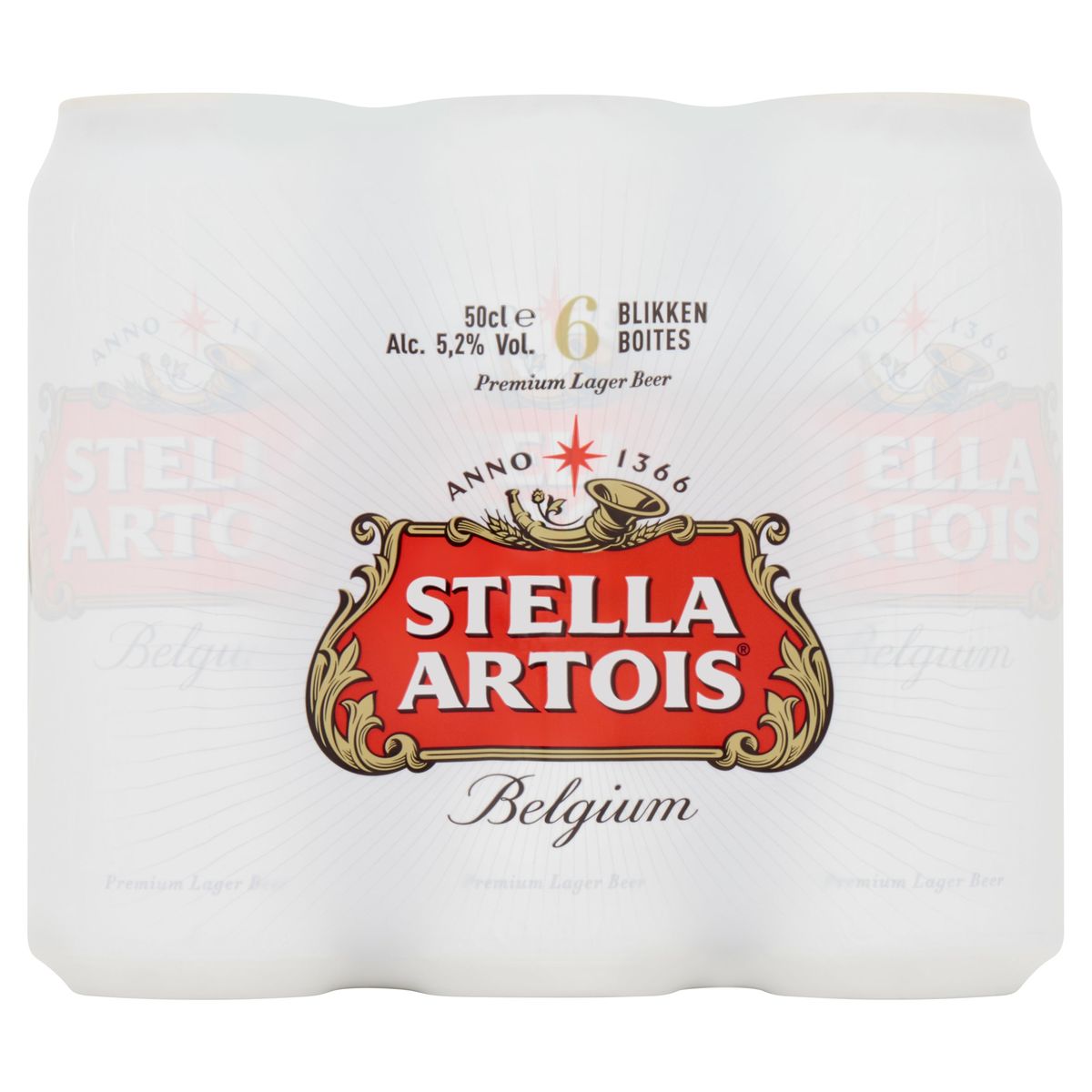 Stella Artois Premium Lager Beer Blikken 6 x 50 cl