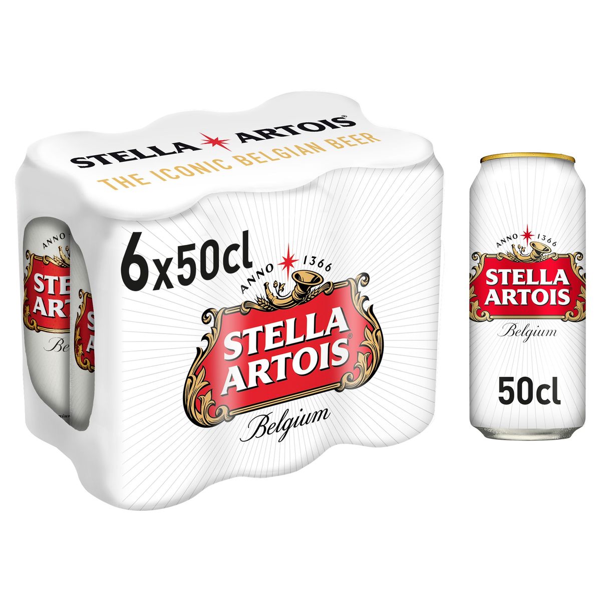 Stella Artois Premium Lager Beer Canettes 6 x 50 cl