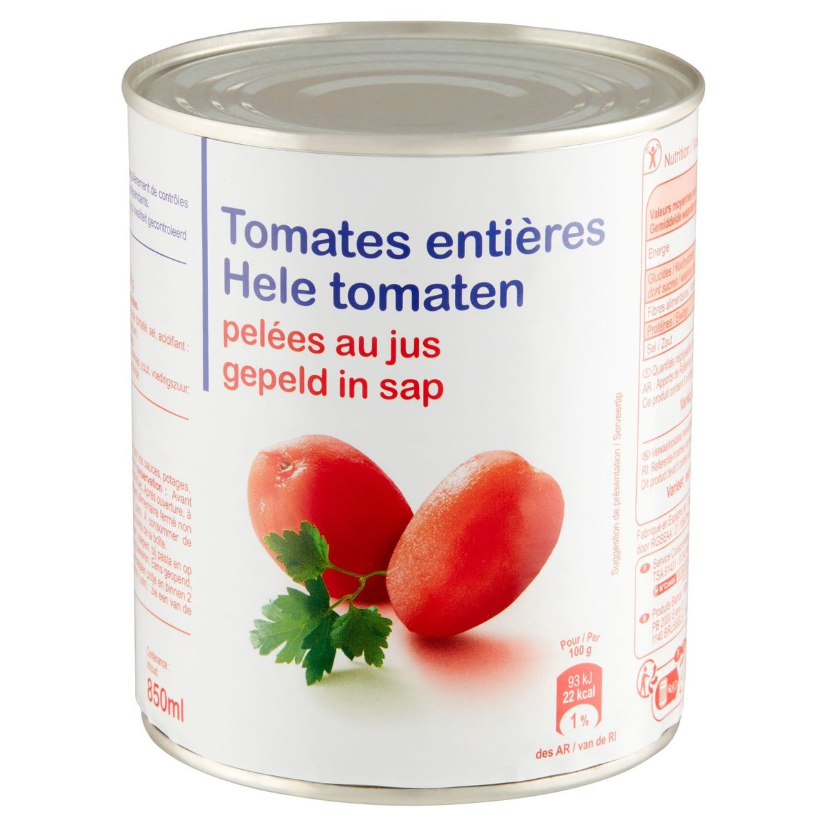 Hele Tomaten Gepeld in Sap 780 g
