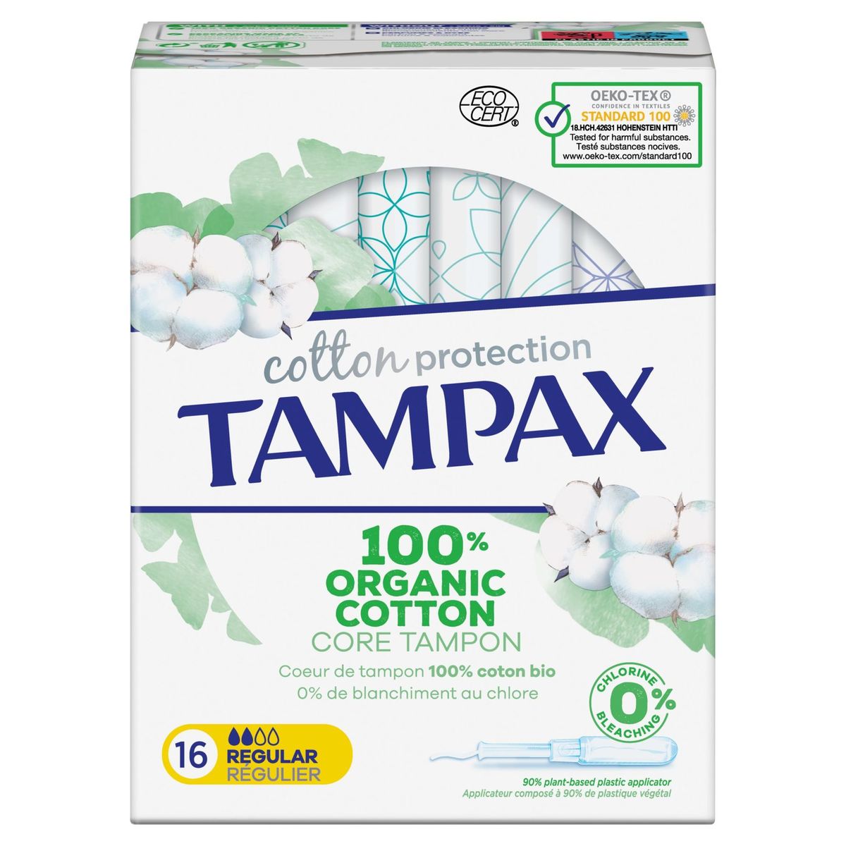 Tampax Cotton Protection Régulier Tampons Avec Applicateur x16