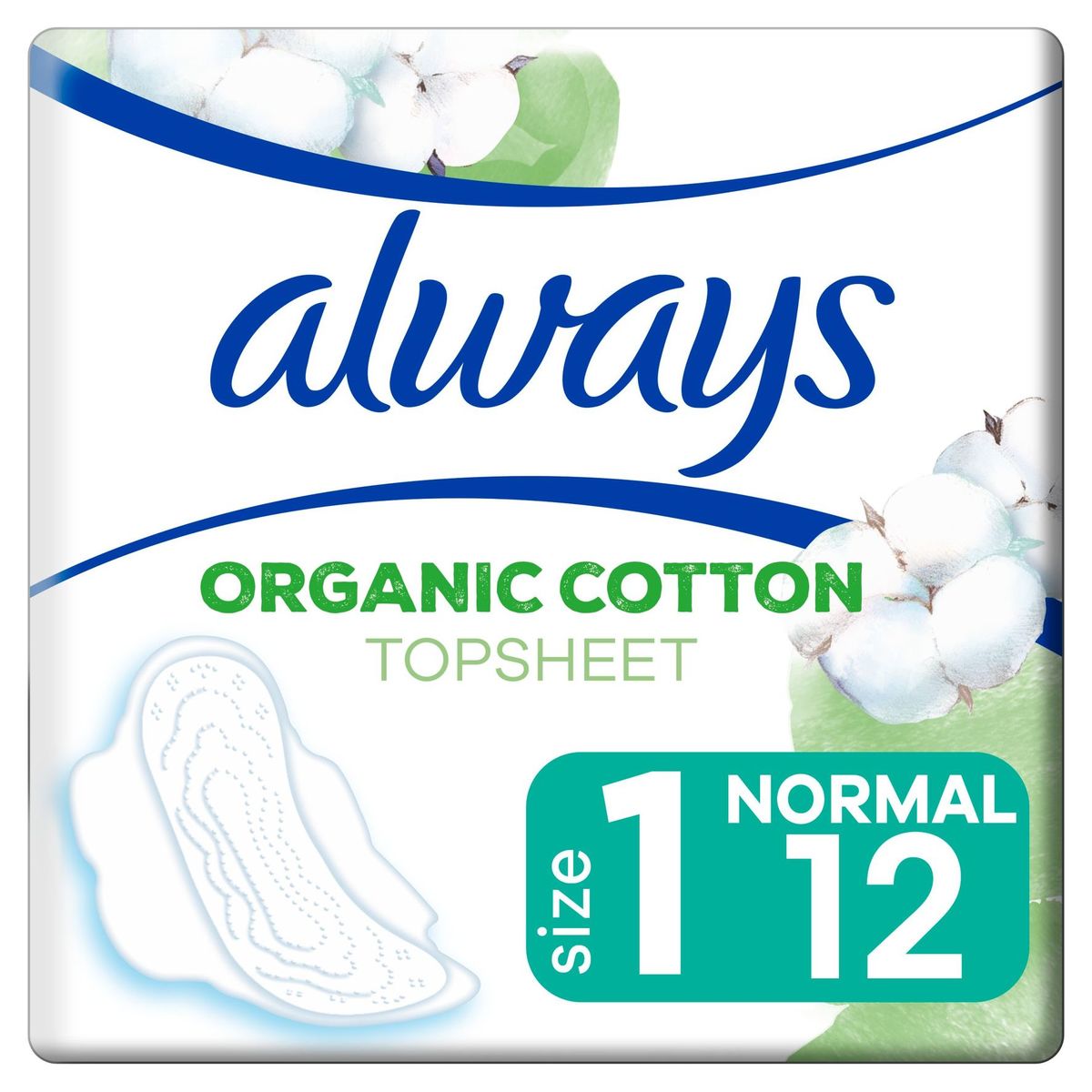 Always Cotton Protection Taille 1 Serviettes Avec Ailettes X12
