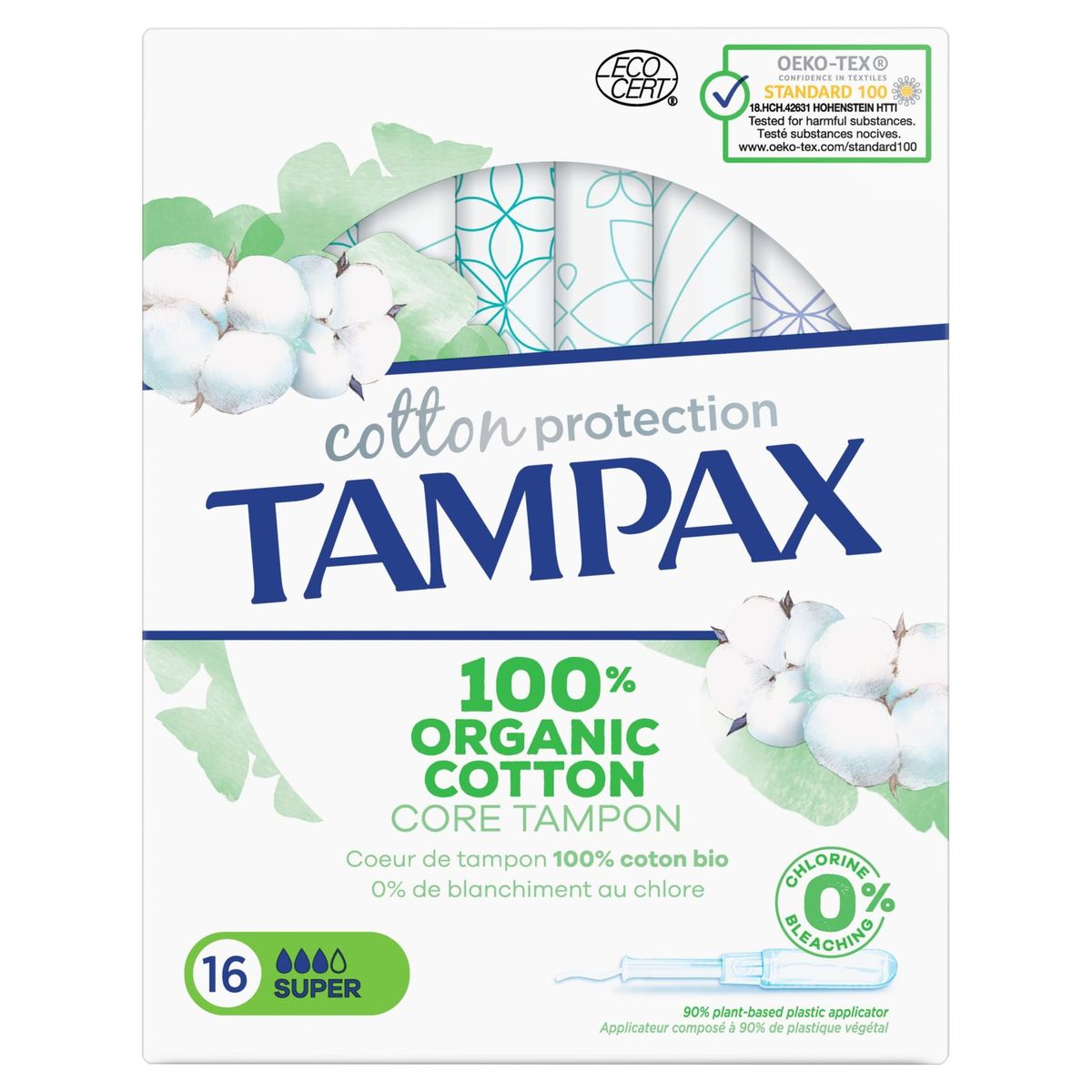 Tampax Cotton Protection Super Tampons Avec Applicateur x16