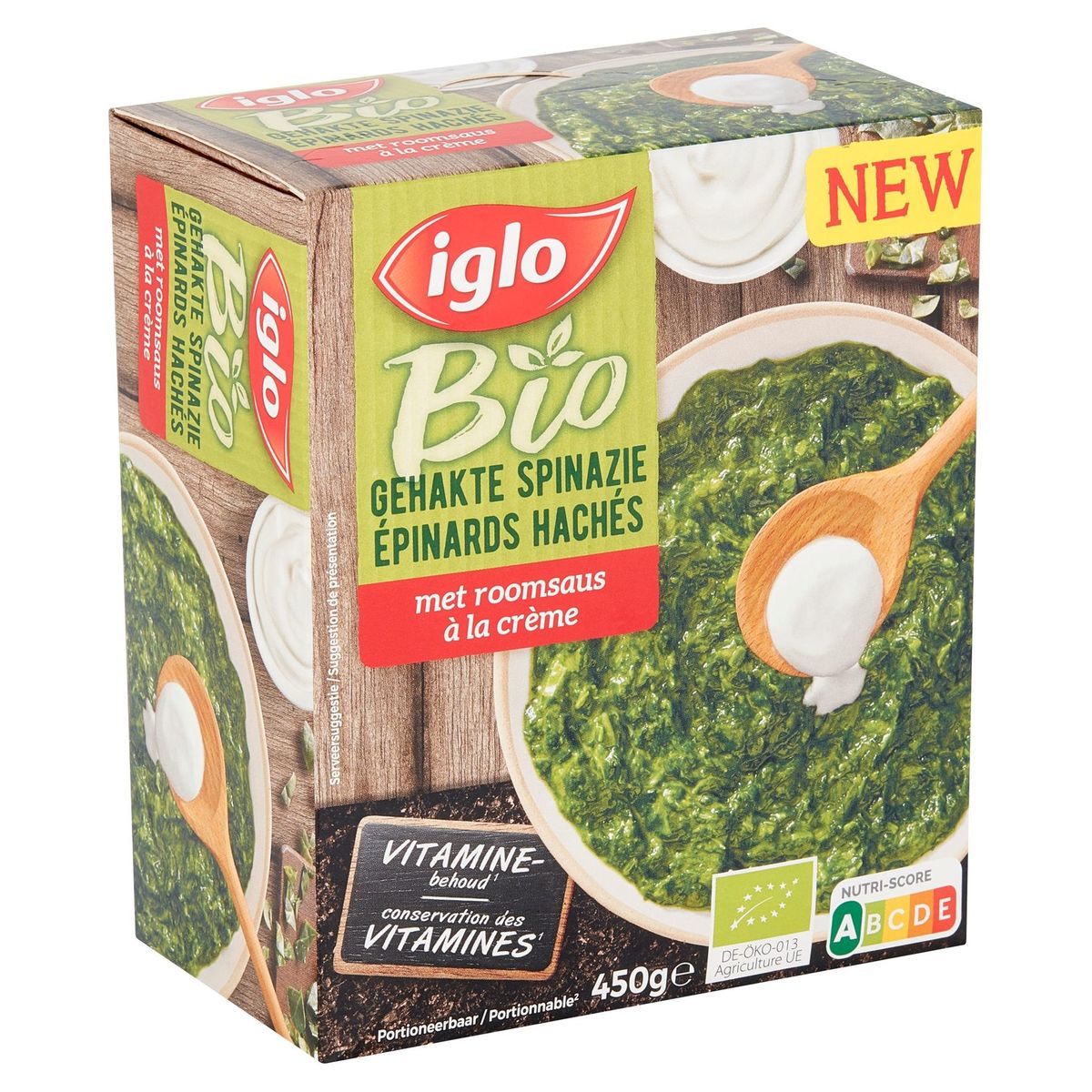 Iglo Epinards Hachés à la Crème Bio 450 g