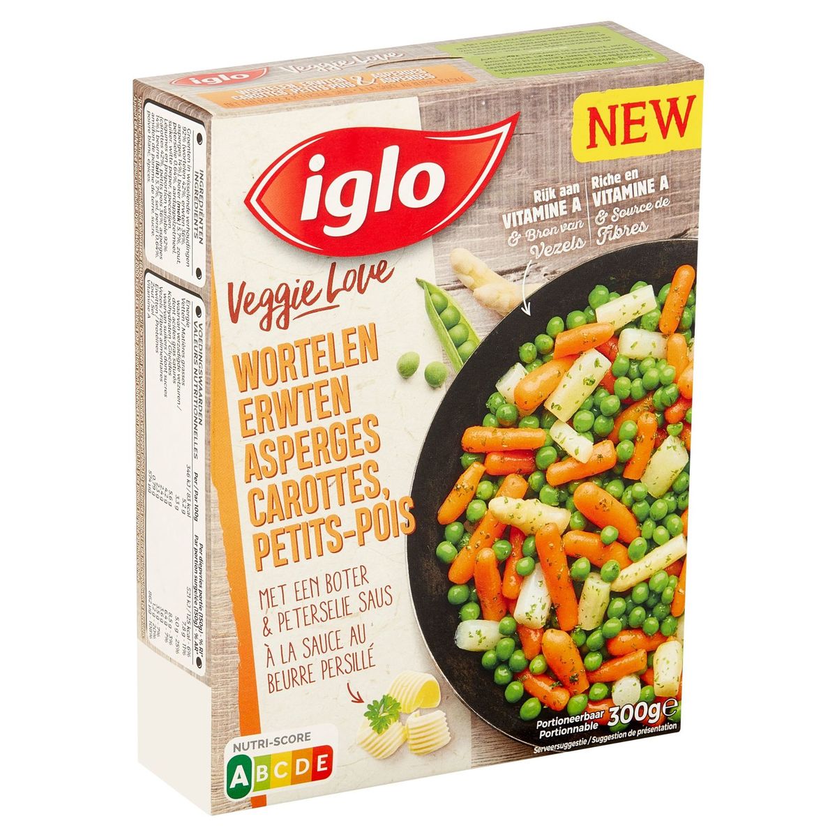 Iglo Veggie Love Asperges Carottes Petits-Pois au Beurre Persil 300g