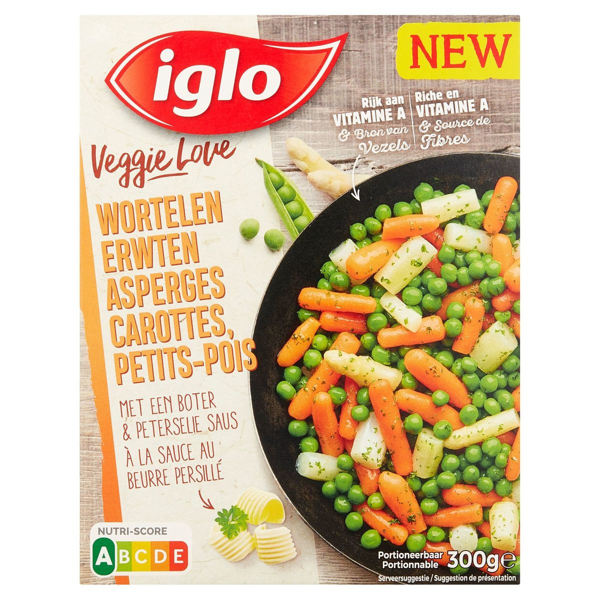 Iglo Veggie Love Asperges Carottes Petits-Pois au Beurre Persil 300g