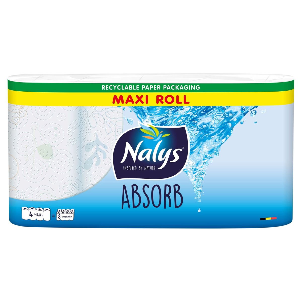 Nalys Absorb Keukenpapier 4 Maxi-Rollen (4R=8R)