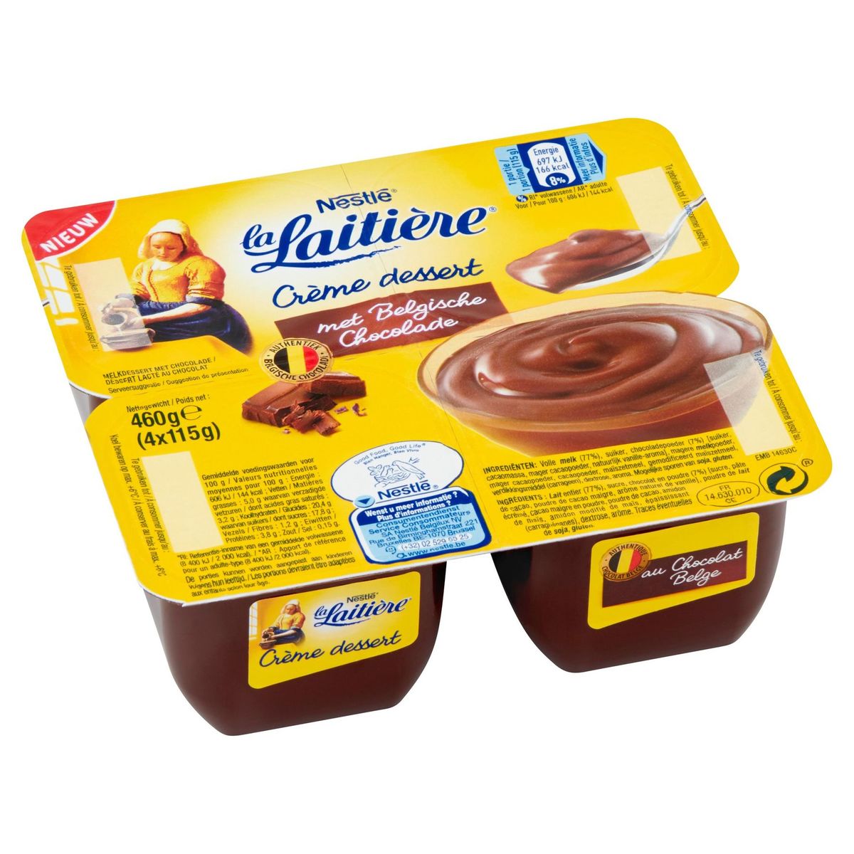 La Laitière Crème Dessert met Belgische Chocolade 4 x 115 g