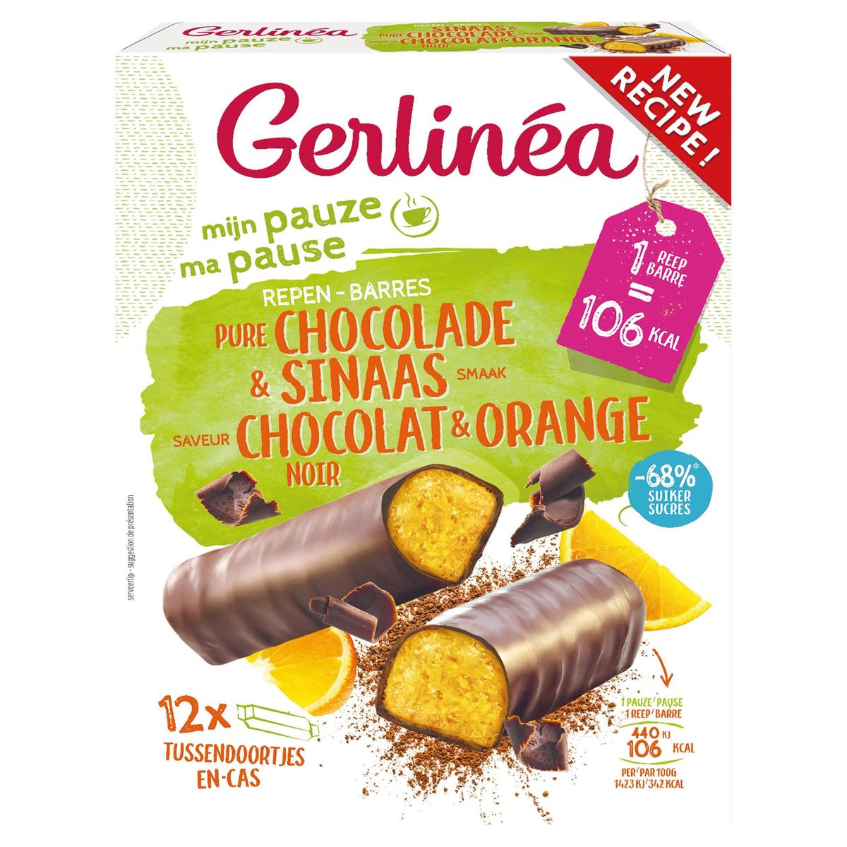 Gerlinéa Chocolat Noir et Orange Barres Chocolat En-Cas