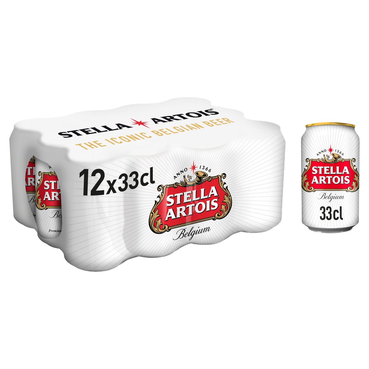 Stella Artois Belgium Premium Lager Beer Canettes 12 x 33 cl
