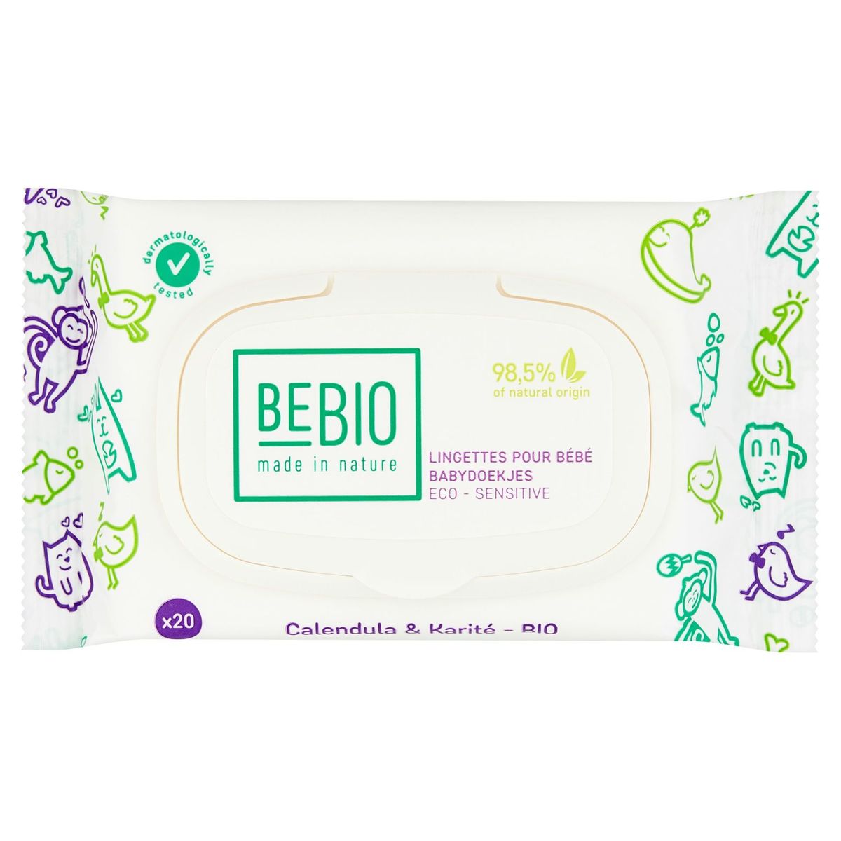 Bebio Lingettes pour Bébé Eco - Calendula & Karité Bio 20Pièces