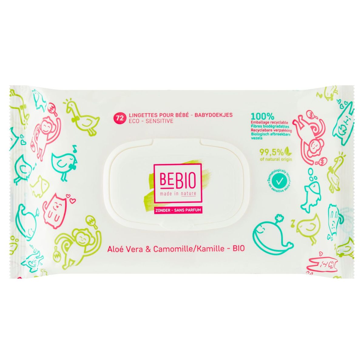 Bebio Lingettes Bébé Eco ­Sensitive Aloé Vera & Camomille Bio 72 Pc