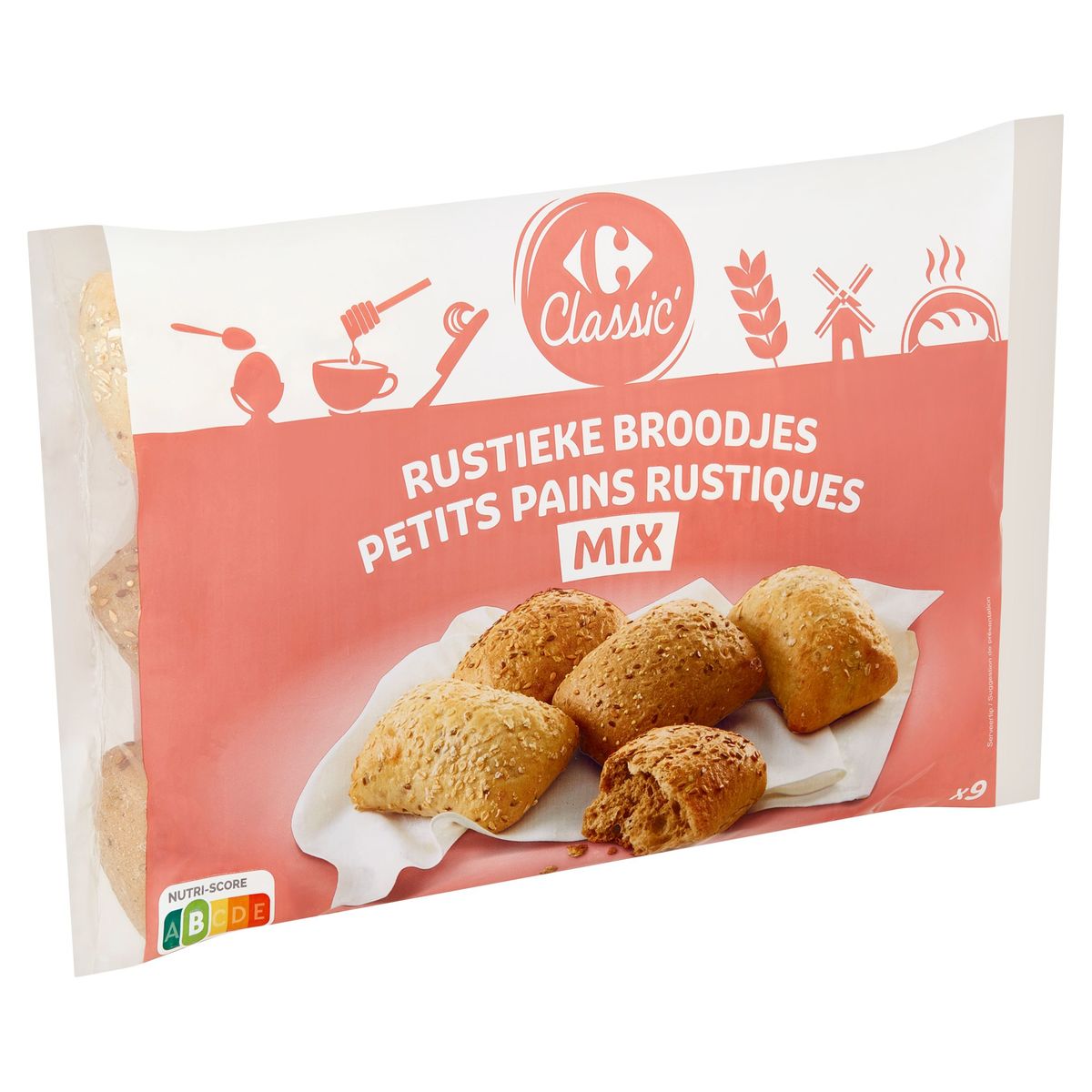Carrefour Classic' Rustieke Broodjes Mix 9 Stuks 540 g