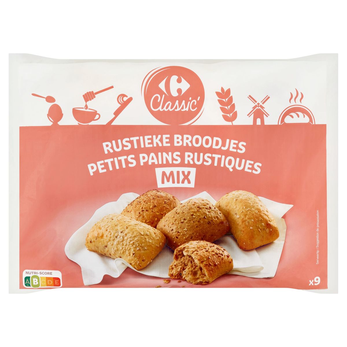 Carrefour Classic' Rustieke Broodjes Mix 9 Stuks 540 g