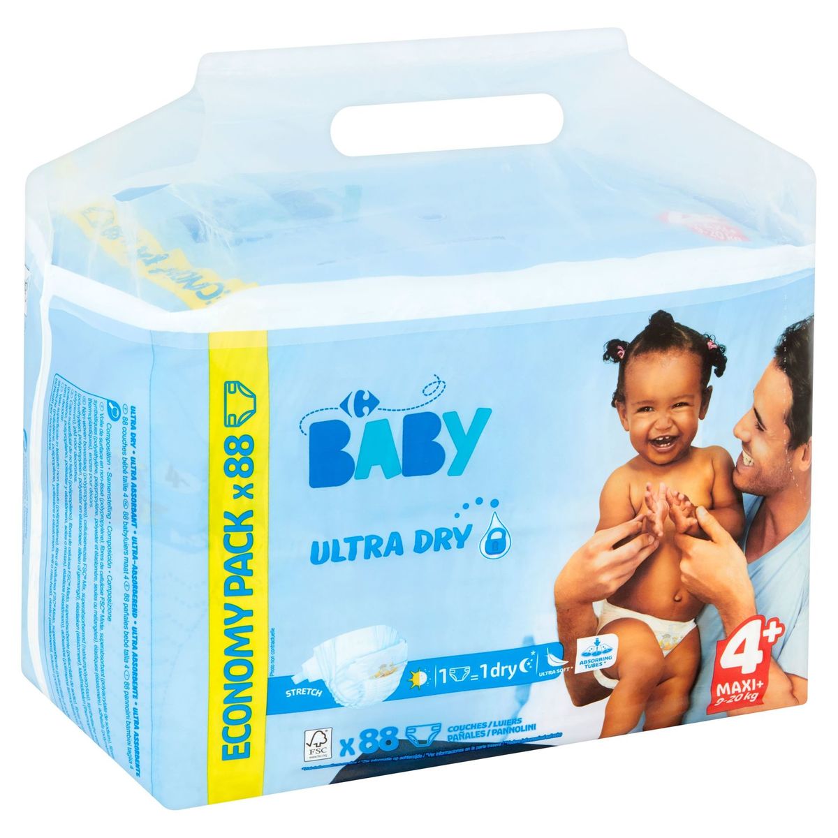 Carrefour Baby Ultra Dry 4+ Maxi+ 9-20 kg Economy Pack 88 Luiers