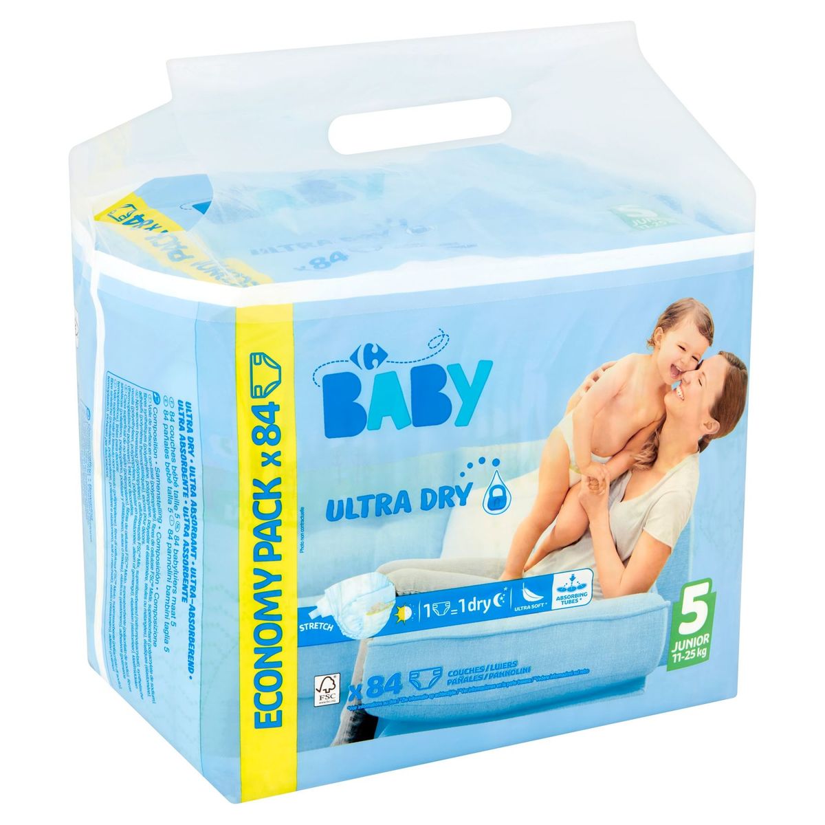 Carrefour Baby Ultra Dry 5 Junior 11-25 kg Economy Pack 84 Couches