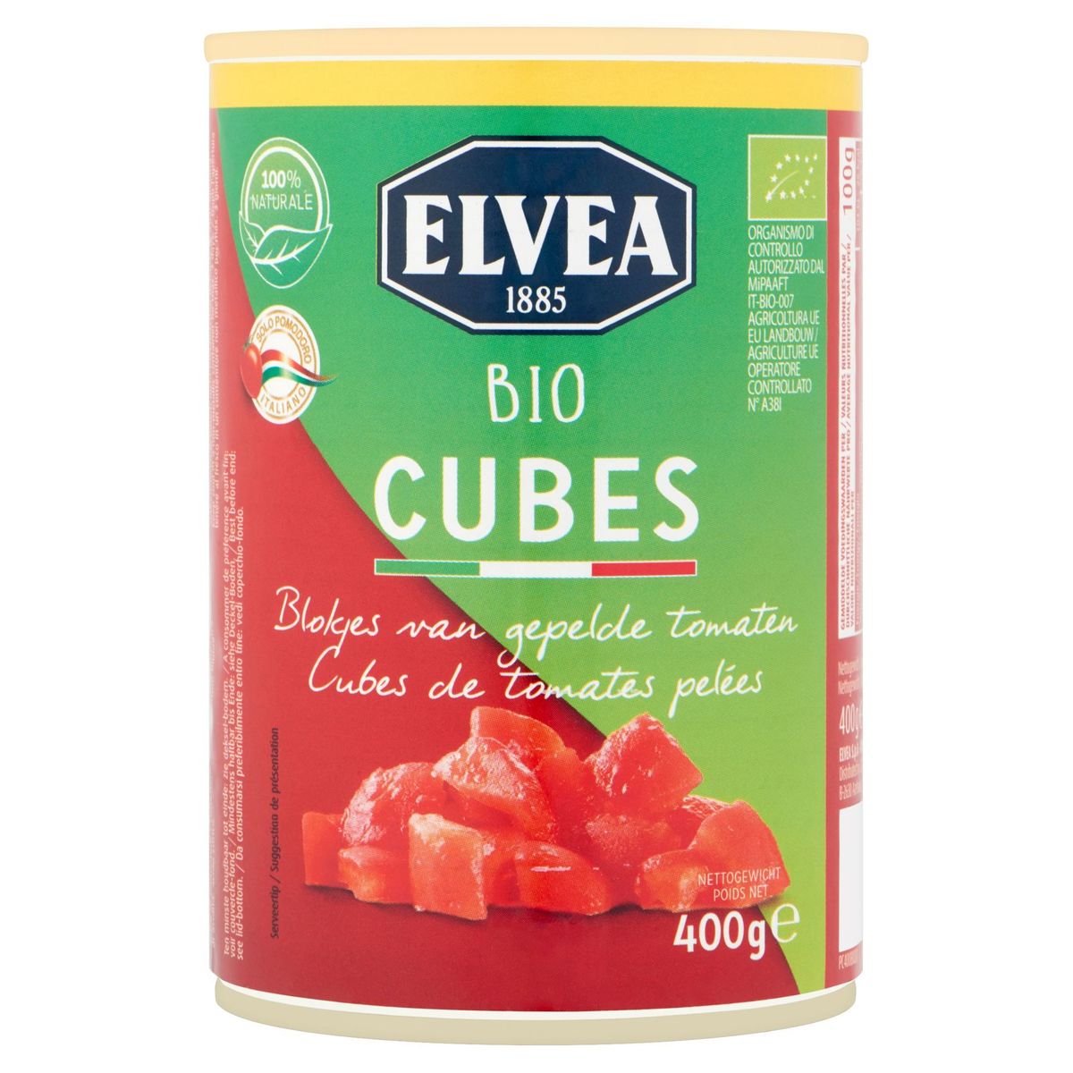 Elvea Bio Cubes Blokjes van Gepelde Tomaten 400 g