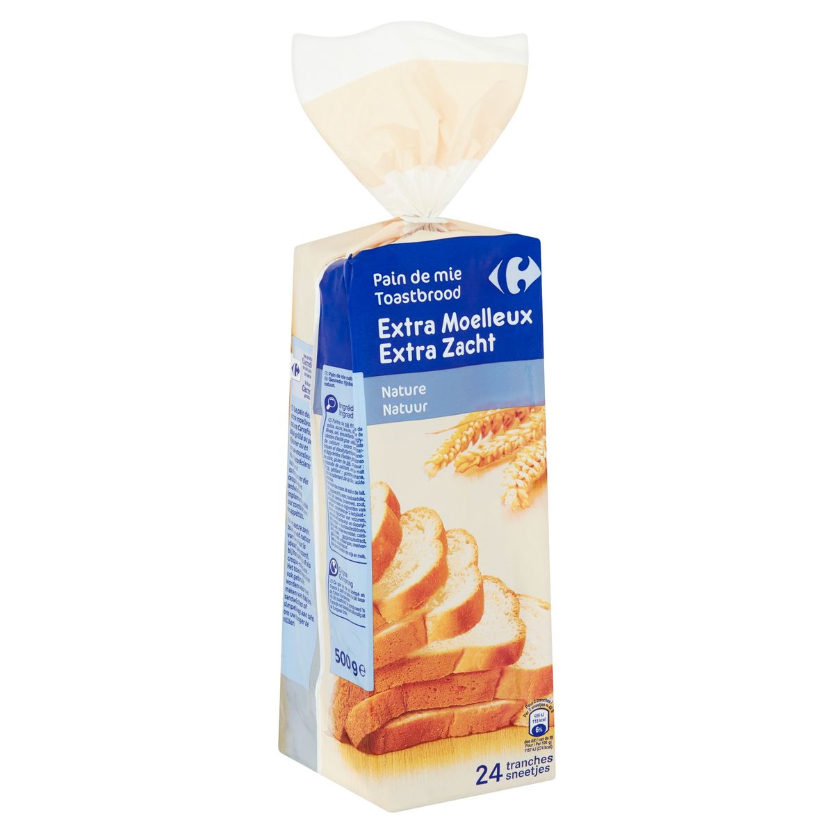 Carrefour Toastbrood Extra Zacht Natuur 24 Sneetjes 500 g