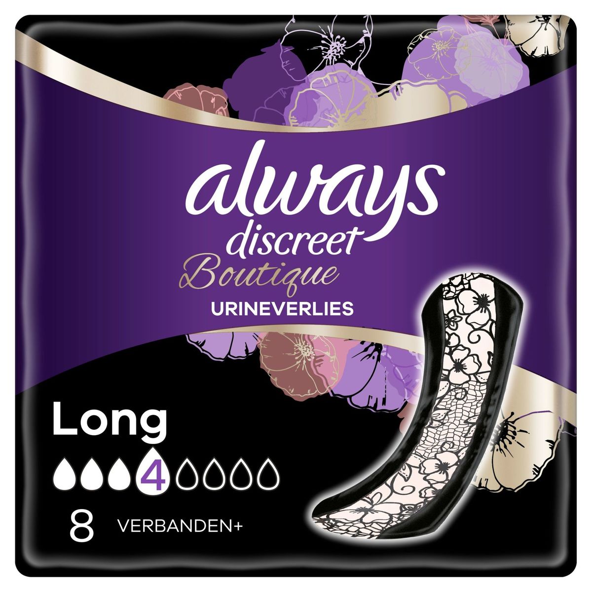 Always Discreet Boutique Verband Voor Urineverlies Dames Plus Long x8