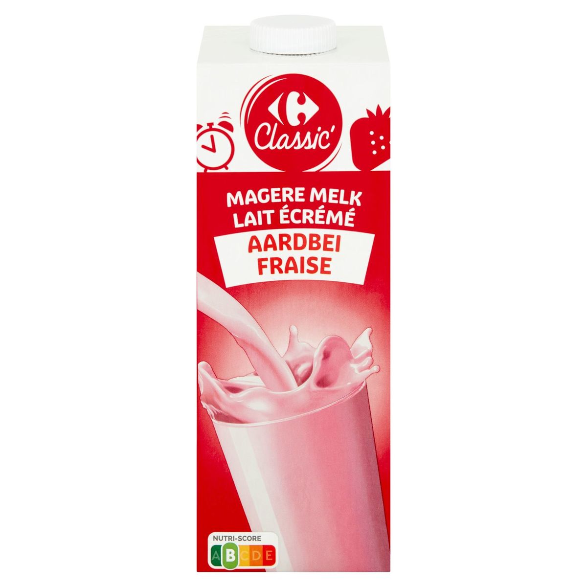 Carrefour Classic' Magere Melk Aardbei 1 L