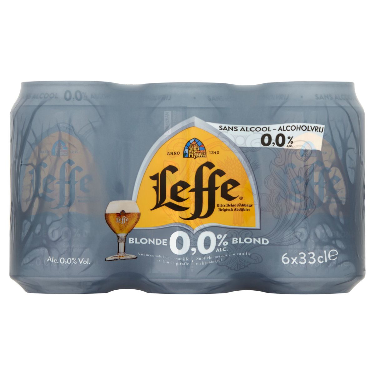 Leffe Bière Belge d'Abbaye Blonde 0.0% Alc. Canettes 6 x 33 cl