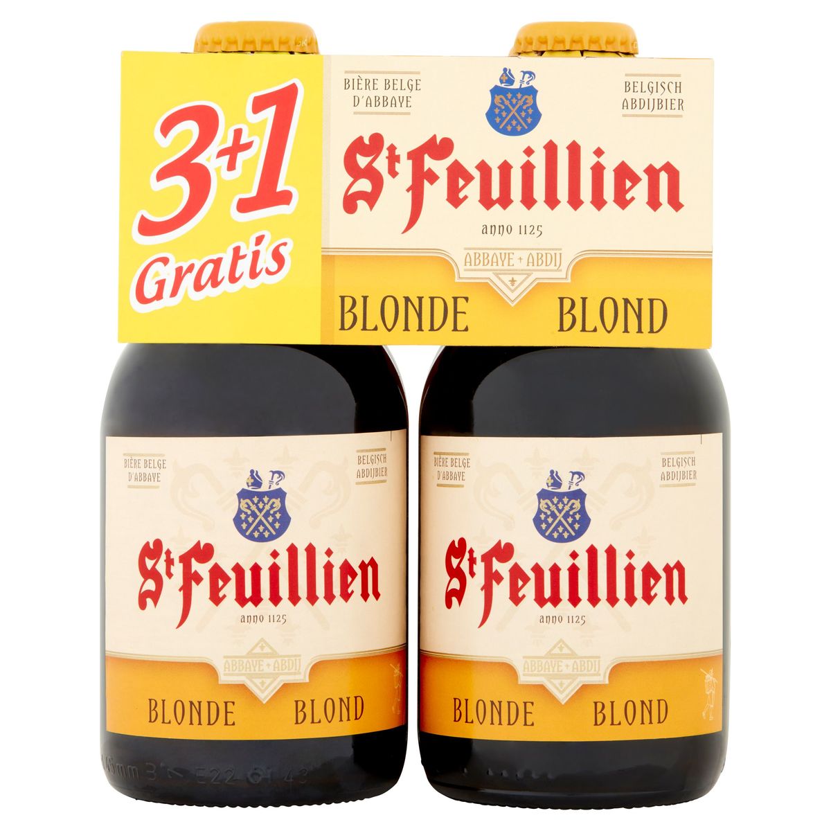St Feuillien Belgisch Abdijbier Blond Flessen 4 x 33 cl (3+1)