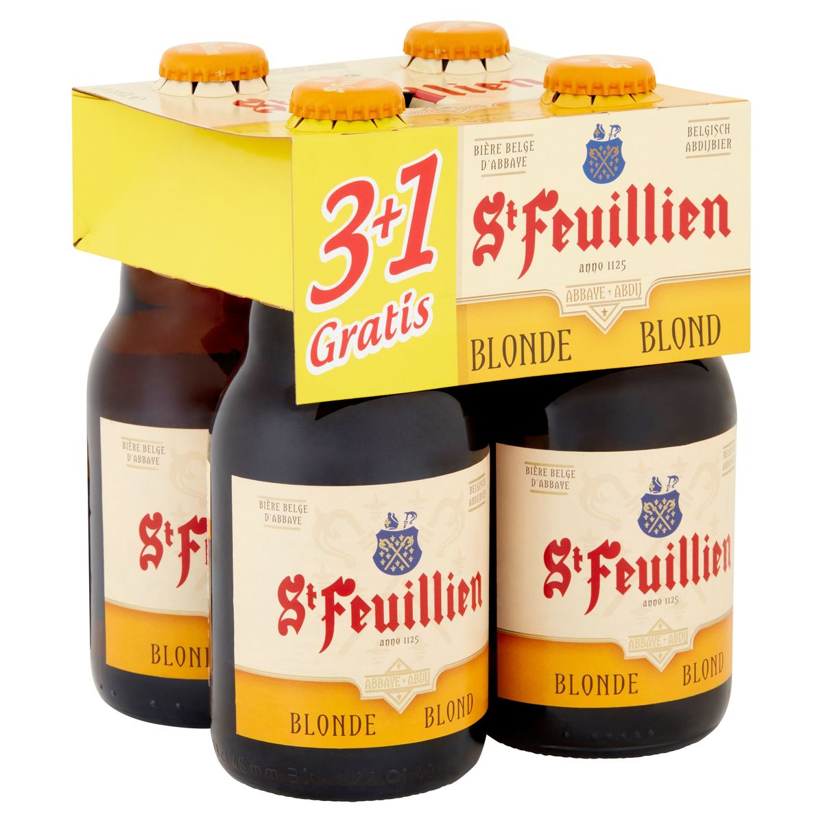St Feuillien Belgisch Abdijbier Blond Flessen 4 x 33 cl (3+1)