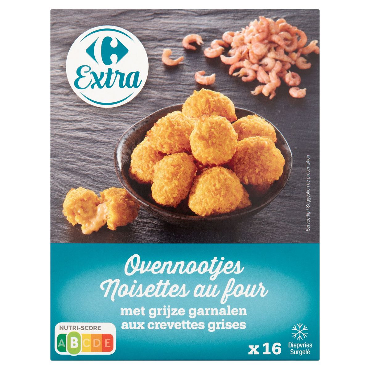 Carrefour Extra Ovennootjes met Grijze Garnalen 16 x 16 g