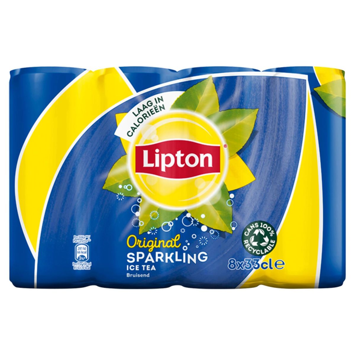 Lipton Iced Tea Thé Glacé Pétillant Original Faible en calories 8x33cl