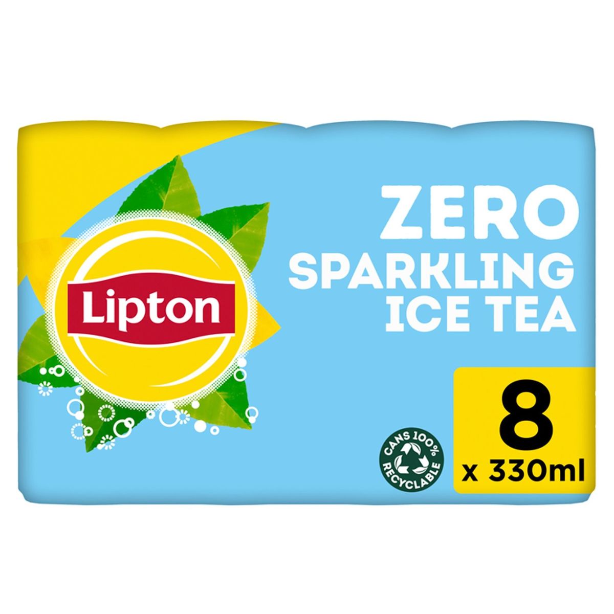 Lipton Iced Tea Thé Glacé Pétillant Original Zéro Sans sucre 8 x 33 cl