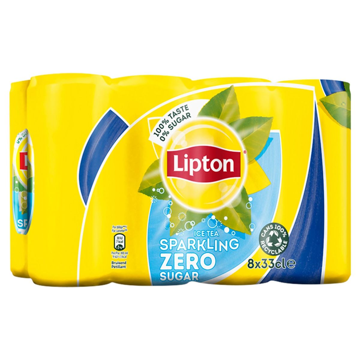 Lipton Iced Tea  Bruisende Ijsthee Original Zero Zonder suiker 8x33cl