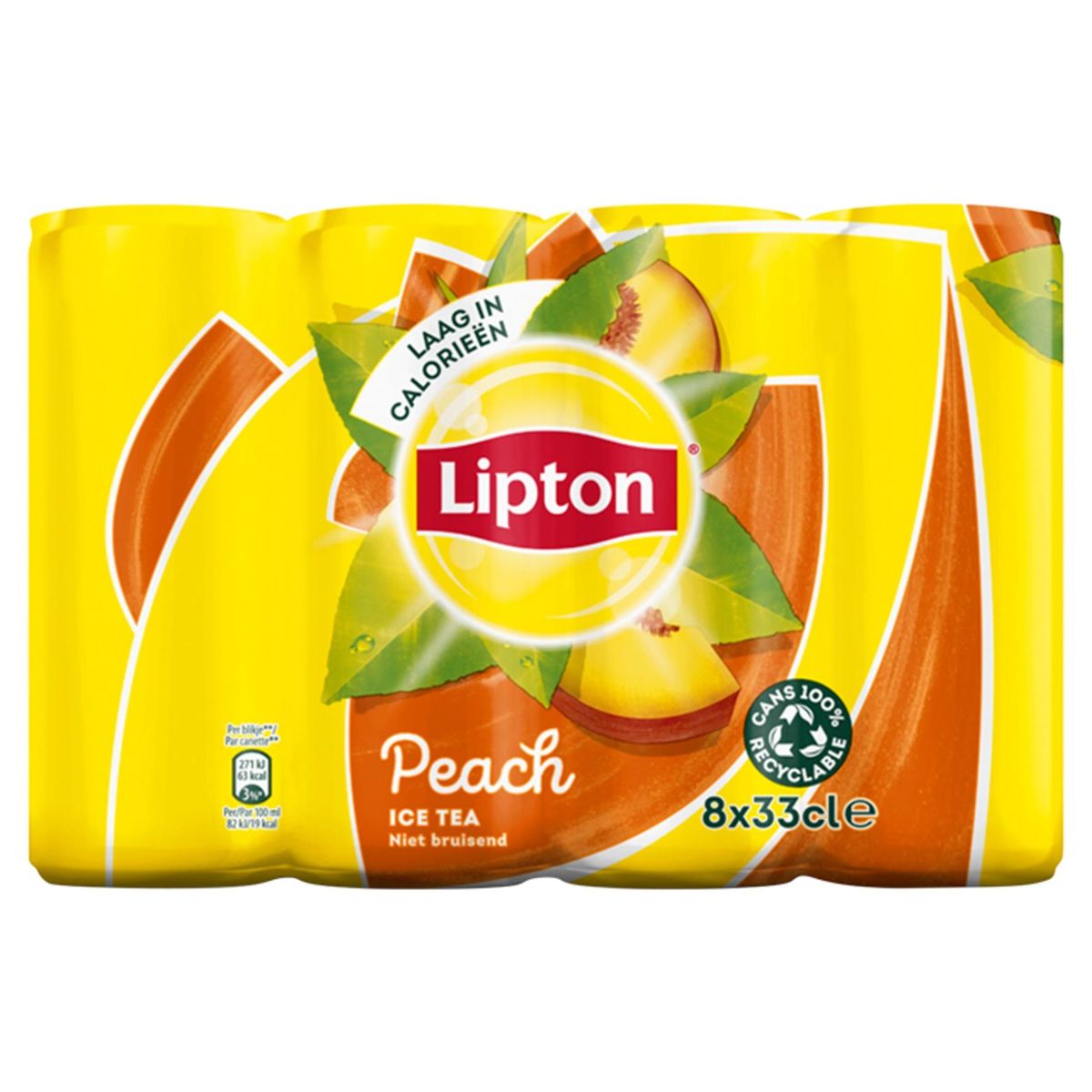 Lipton Iced Tea Thé Glacé Pêche Fiable en Calories 8 x 33 cl