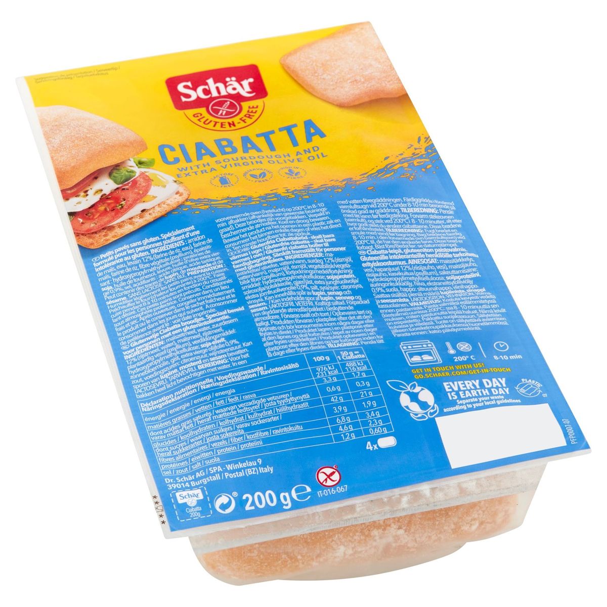 Schär Gluten Free Ciabatta 4 Pièces 200 g