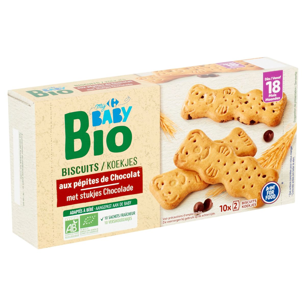 Carrefour Baby Bio Biscuits aux Pépites de Chocolat dès 18 Mois 200 g