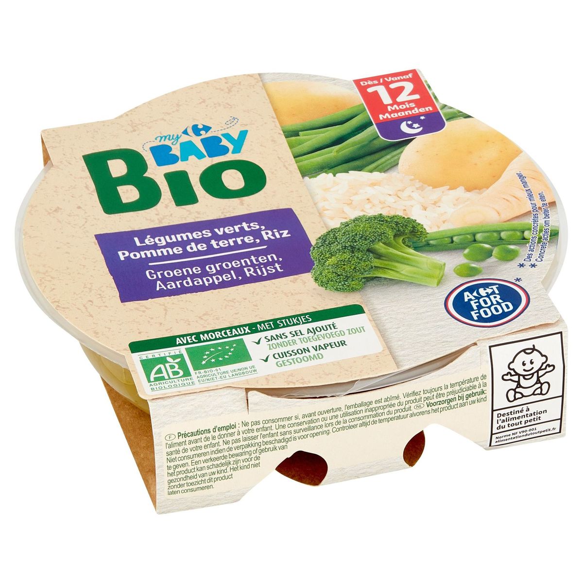Carrefour Baby Bio Légumes Verts, Pomme de Terre, Riz dès 12 Mois 230 g