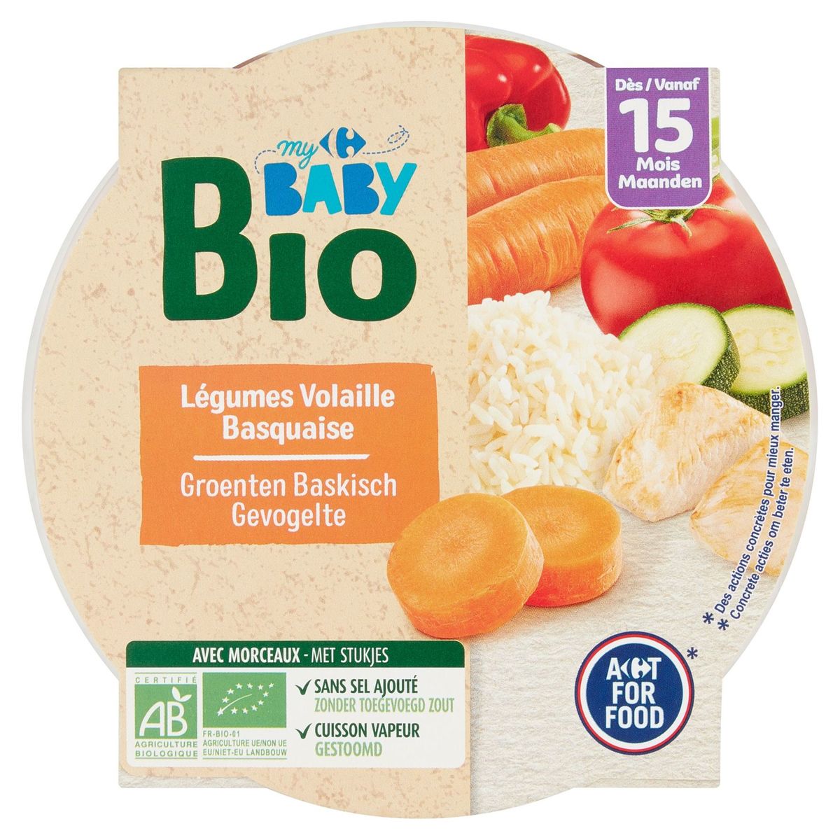 Carrefour Baby Bio Groenten Baskisch Gevogelte vanaf 15 Maanden 250 g