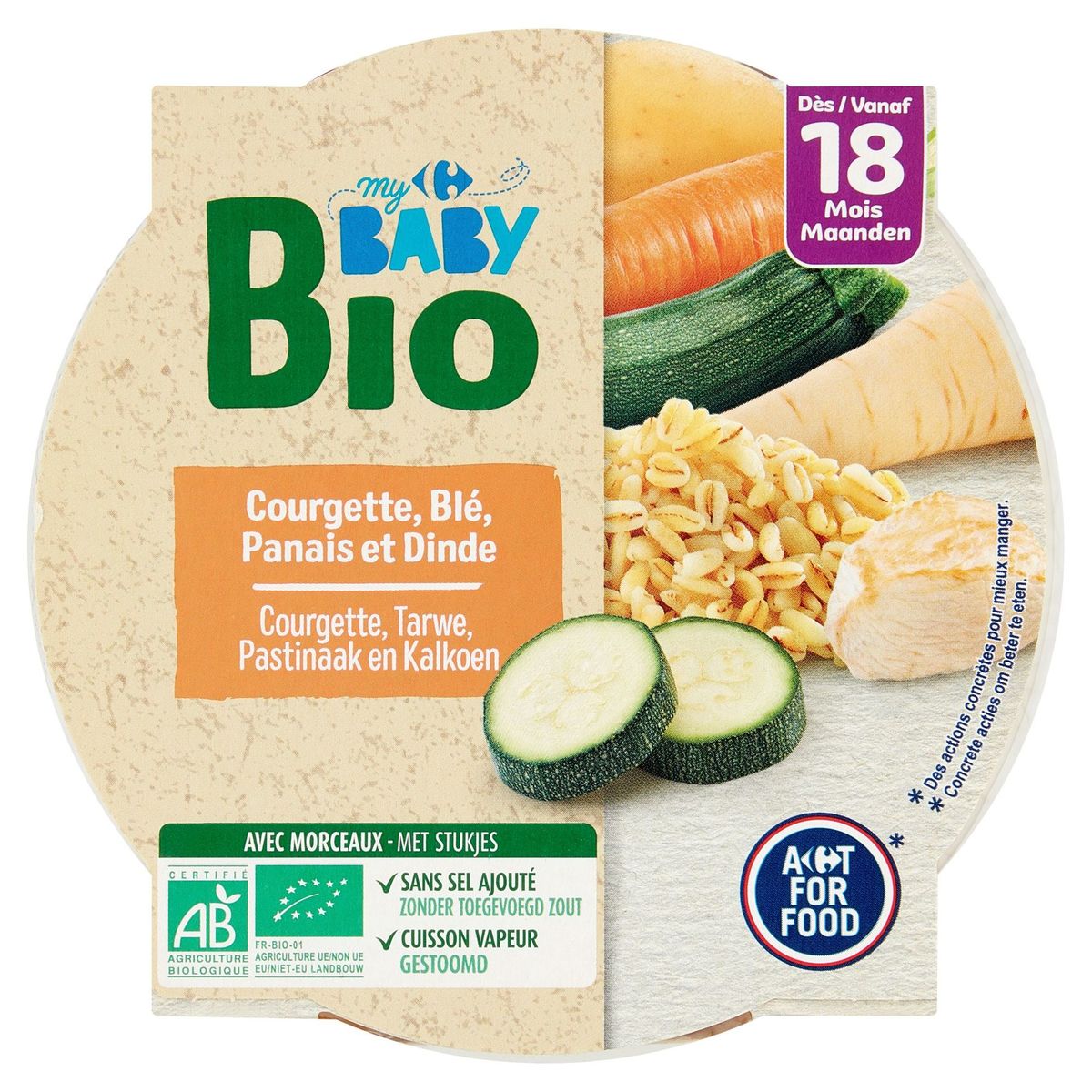 Carrefour Baby Bio Courgette,Tarwe,Pastinaak,Kalkoen vanaf 18 M 260g