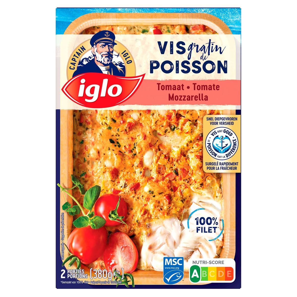 Captain Iglo Gratin de Poisson Tomates et Mozzarella 380 g