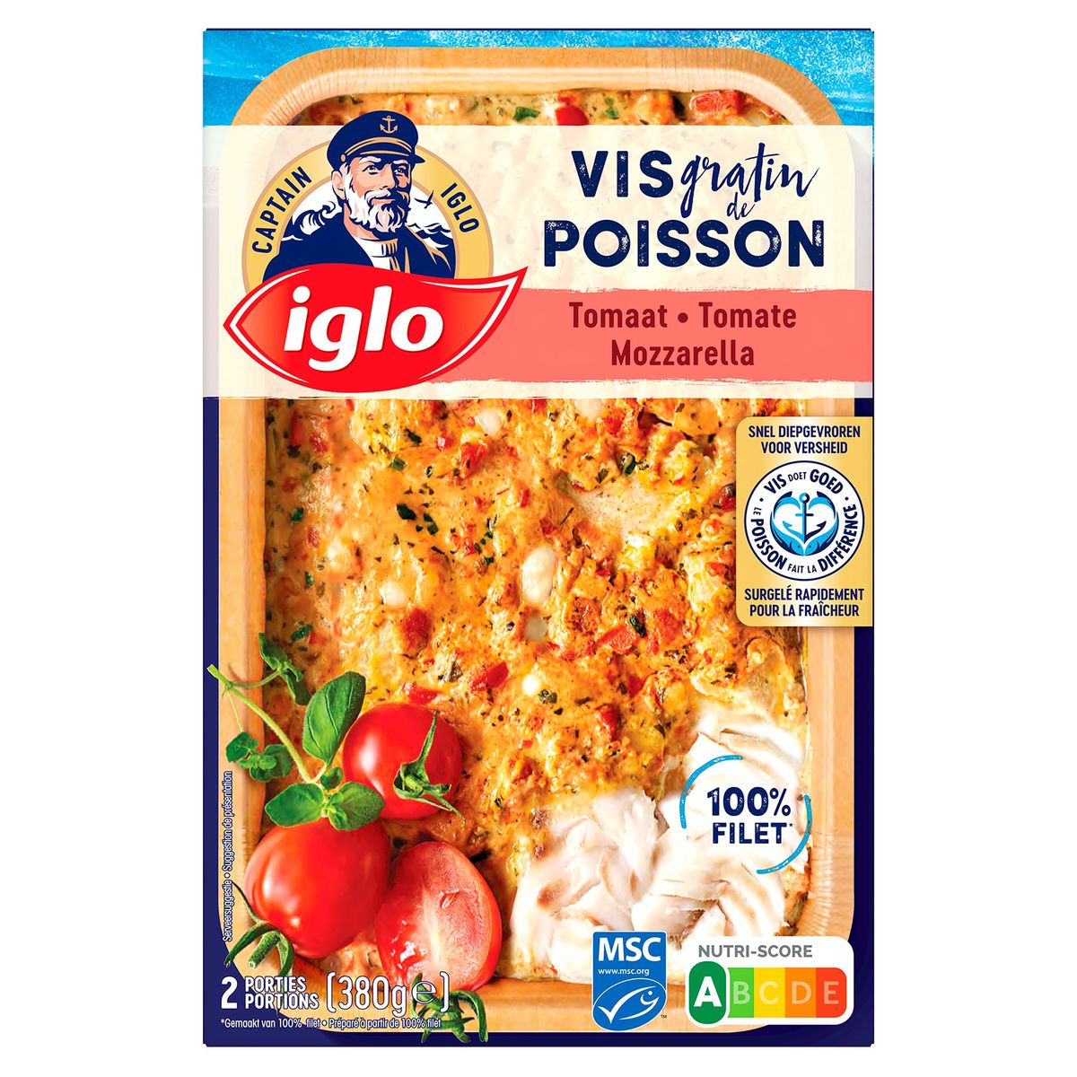 Captain Iglo Gratin de Poisson Tomate Mozzarella 380 g