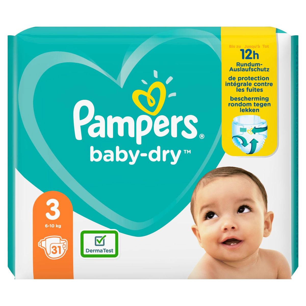 Pampers Baby-Dry Taille 3, 31 Langes, 6-10kg