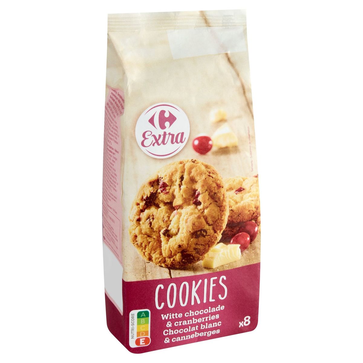 Carrefour Extra Cookies Chocolat Blanc & Canneberges 8 Pièces 200 g