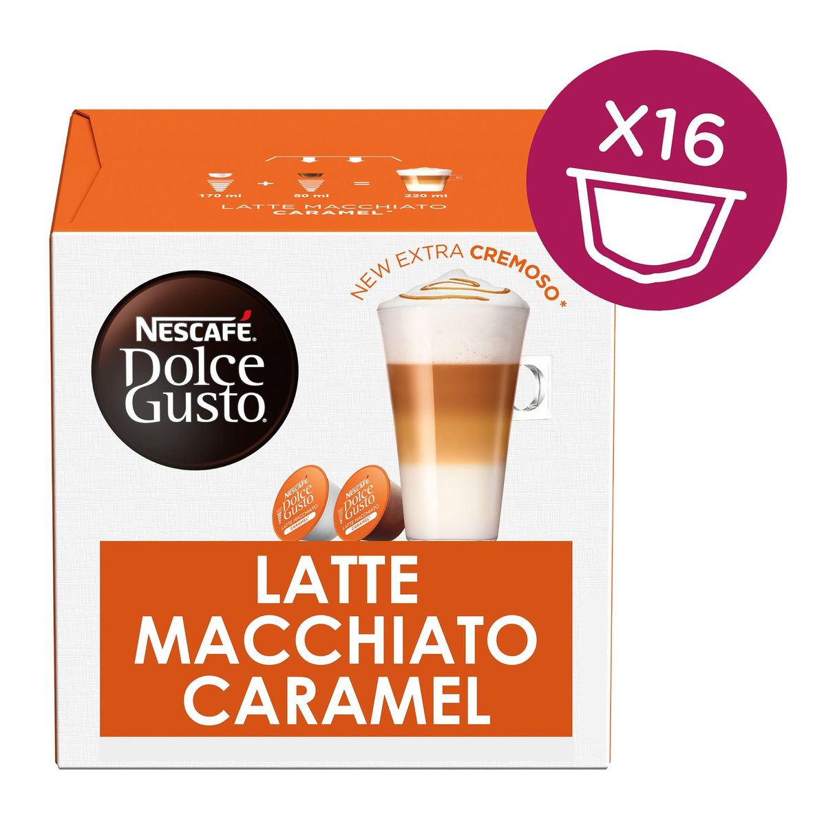 Nescafé Dolce Gusto Latte Macchiato Saveur Caramel 16 Capsules 145.6 g