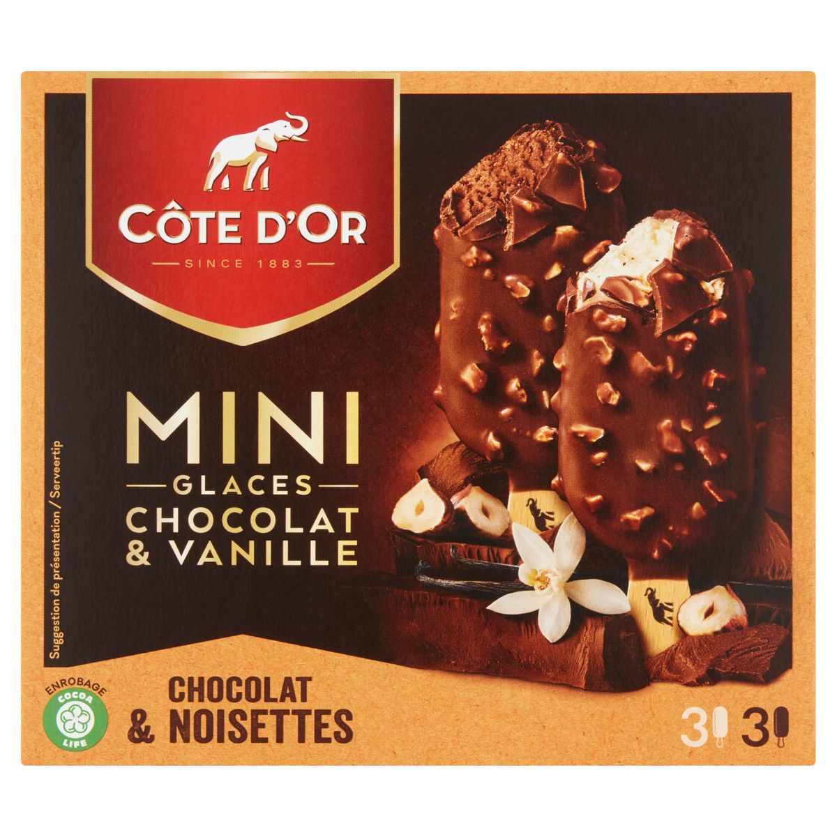 Côte d'Or Mini Glaces Chocolat Vanille Chocolat & Noisettes 6 Pc 213 g