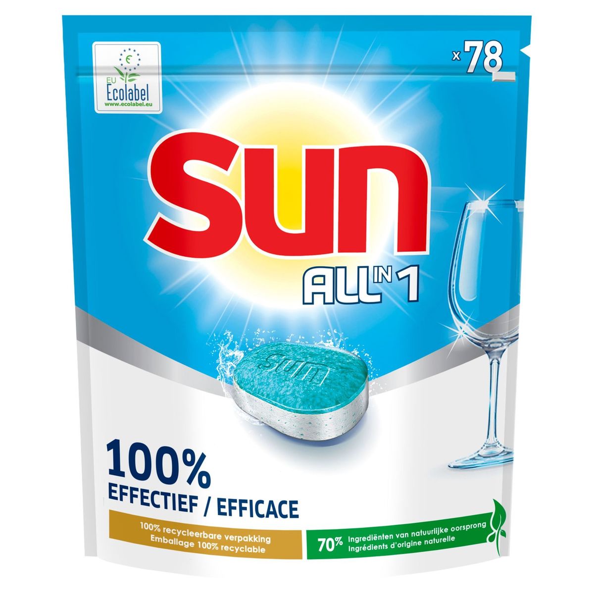 Sun Tout en 1 Tablettes Lave-Vaisselle Regular 78 Tabs